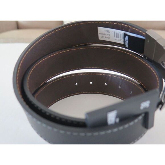 True Religion TR301536 Men Size 38 Black/Brown PU Leather Varis Reversible Belt - Picture 8 of 9